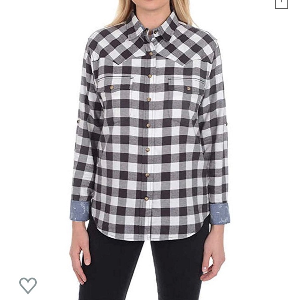 🐼 Black and White Plaid Flannel Shirt XL